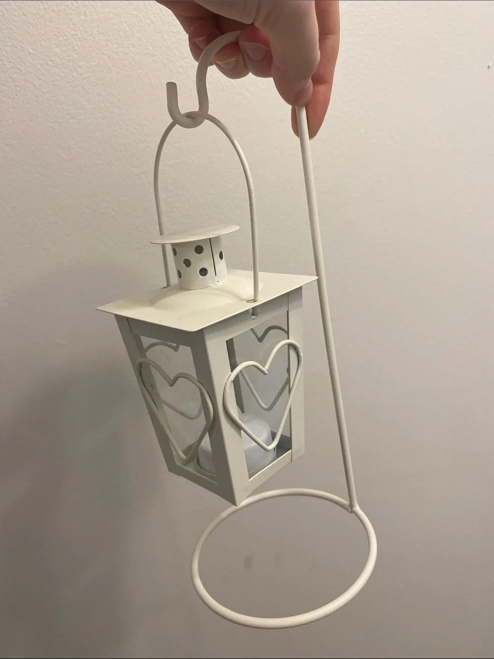 White Heart Lantern Candle Holder - Home Accents